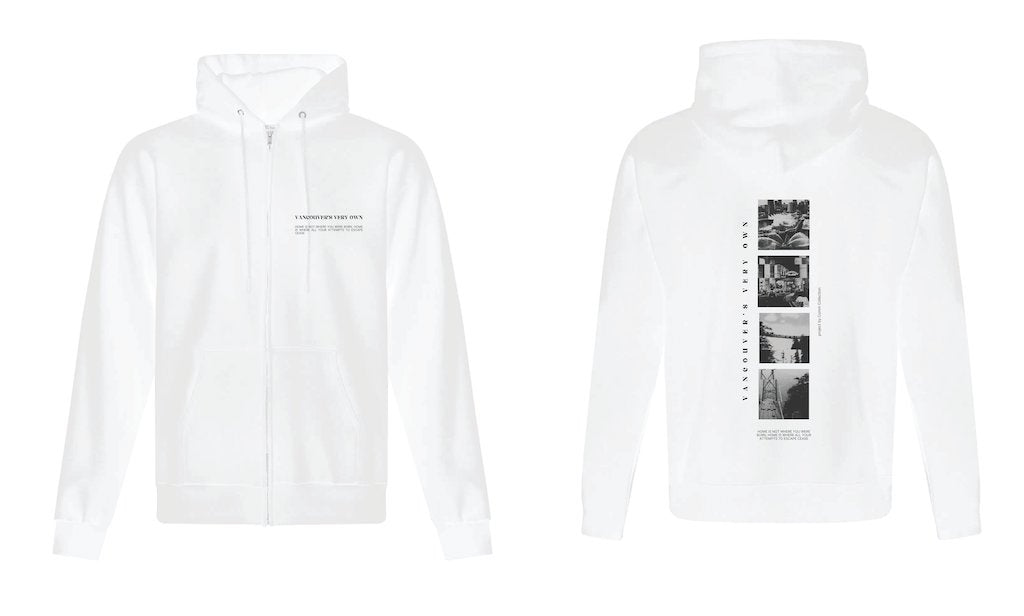 Zip up Hoodie (white design) – THE COMM COLLECTION